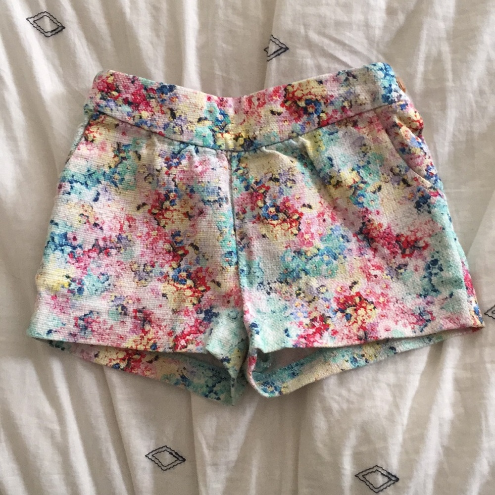 Zara impressionist canvas cotton baby girl shorts